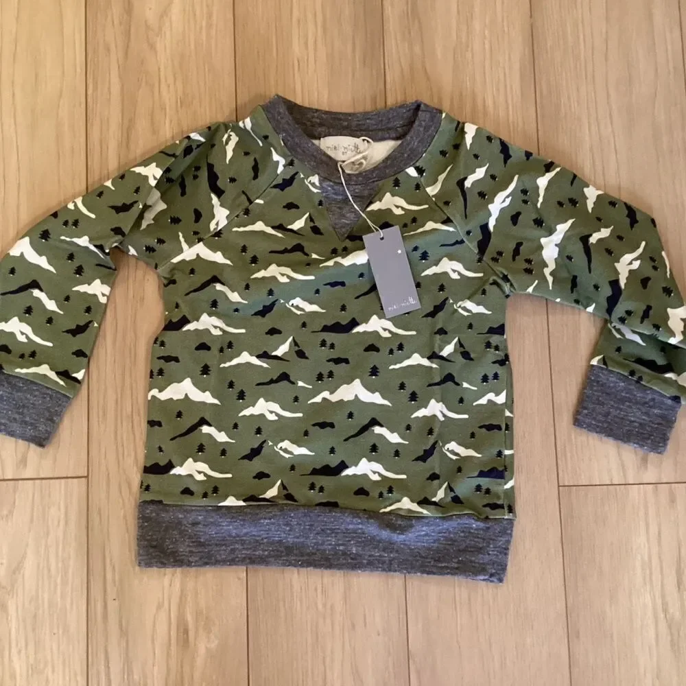 NWT. Miki Miette Brand Boys Long Sleeve Mountainside Print Shirts Sz 3T and 5
